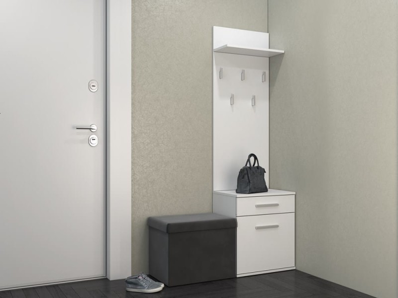 Panel do przedpokoju wieszak + szafka na buty Salma / biały mat