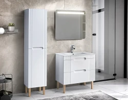 Zestaw mebli łazienkowych FIJI WHITE A05 z szafką pod umywalkę 80 cm - 7 elementów