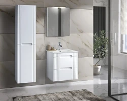 Zestaw mebli łazienkowych FIJI WHITE A08 z szafką pod umywalkę 60 cm - 6 elementów