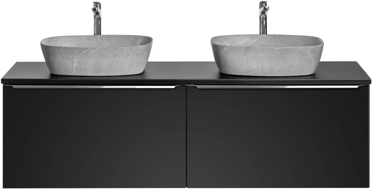 Zestaw mebli łazienkowych SANTA FE BLACK z dwoma umywalkami SMILE i blatem 160 cm