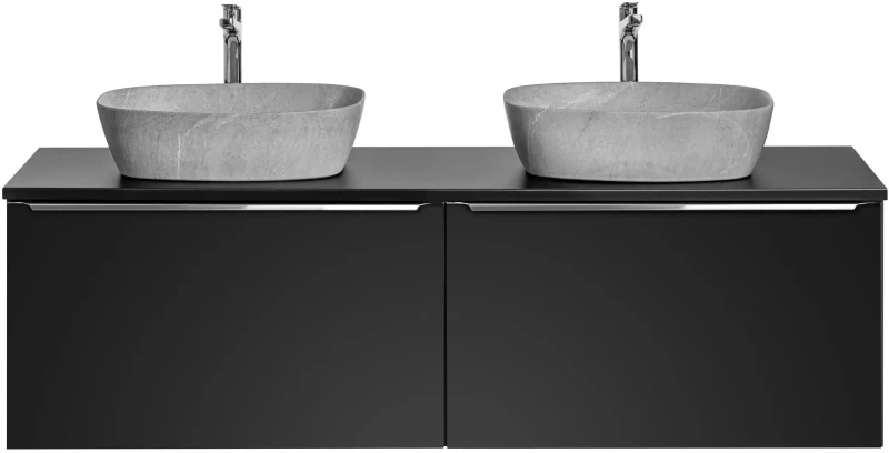 Zestaw mebli łazienkowych SANTA FE BLACK z dwoma umywalkami SMILE i blatem 160 cm