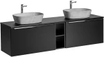 Zestaw mebli łazienkowych SANTA FE BLACK z dwoma umywalkami ANNA i blatem 180 cm - 6 elementów