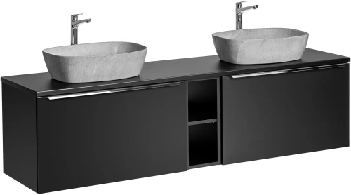 Zestaw mebli łazienkowych SANTA FE BLACK z dwoma umywalkami ANNA i blatem 180 cm - 6 elementów