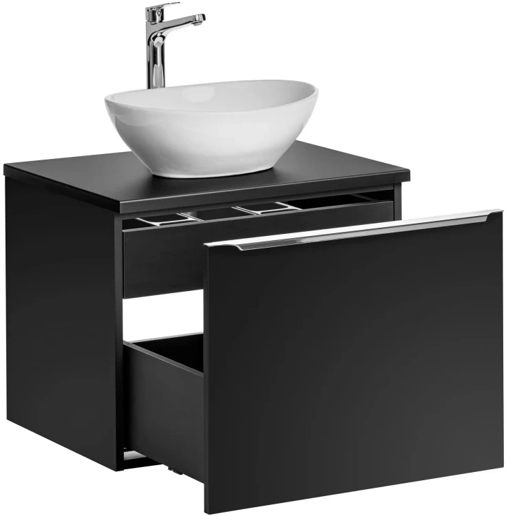 Szafka łazienkowa 60 cm SANTA FE BLACK z umywalką LOLA i blatem 60 cm