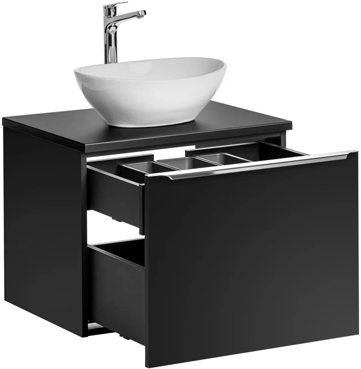 Szafka łazienkowa 60 cm SANTA FE BLACK z umywalką LOLA i blatem 60 cm