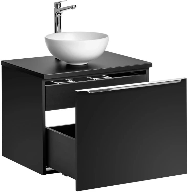 Szafka łazienkowa 60 cm SANTA FE BLACK z umywalką DOMI i blatem 60 cm