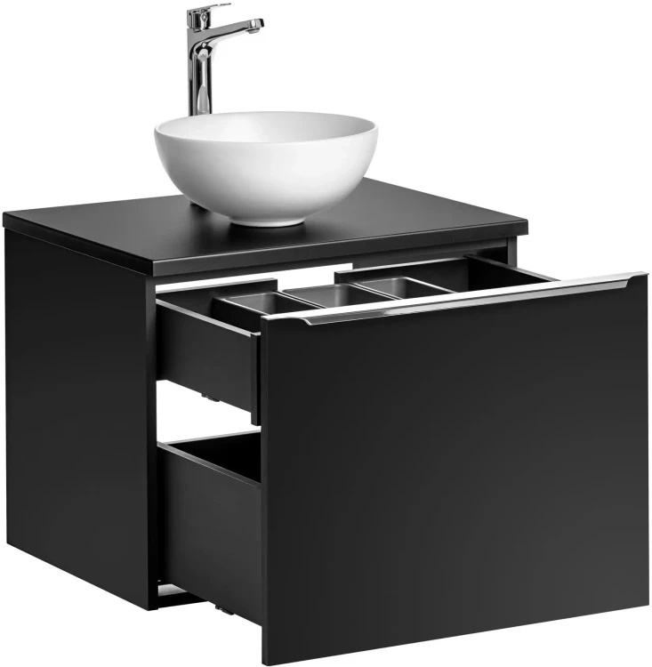 Szafka łazienkowa 60 cm SANTA FE BLACK z umywalką DOMI i blatem 60 cm