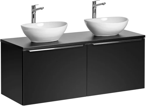 Zestaw mebli łazienkowych SANTA FE BLACK z dwoma umywalkami LOLA i blatem 120 cm
