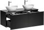 Zestaw mebli łazienkowych SANTA FE BLACK z dwoma umywalkami LOLA i blatem 120 cm
