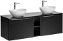 Zestaw mebli łazienkowych SANTA FE BLACK z dwoma umywalkami LOLA i blatem 140 cm