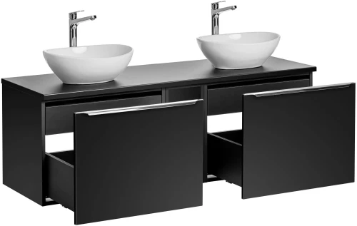 Zestaw mebli łazienkowych SANTA FE BLACK z dwoma umywalkami LOLA i blatem 140 cm