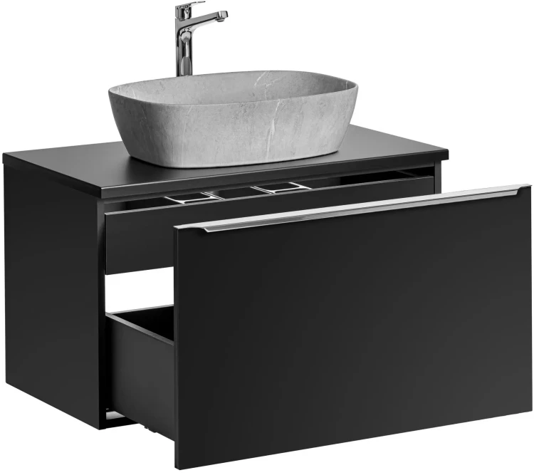 Szafka łazienkowa 80 cm SANTA FE BLACK z umywalką ANNA i blatem 80 cm