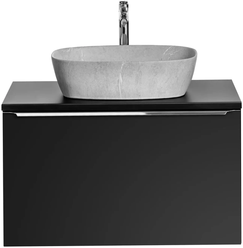 Szafka łazienkowa 80 cm SANTA FE BLACK z umywalką ANNA i blatem 80 cm
