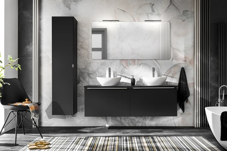 Zestaw mebli łazienkowych SANTA FE BLACK A2 z szafką pod umywalkę 120 cm