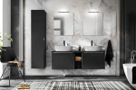 Zestaw mebli łazienkowych SANTA FE BLACK A1 z szafką pod umywalkę 140 cm - 11 elementów