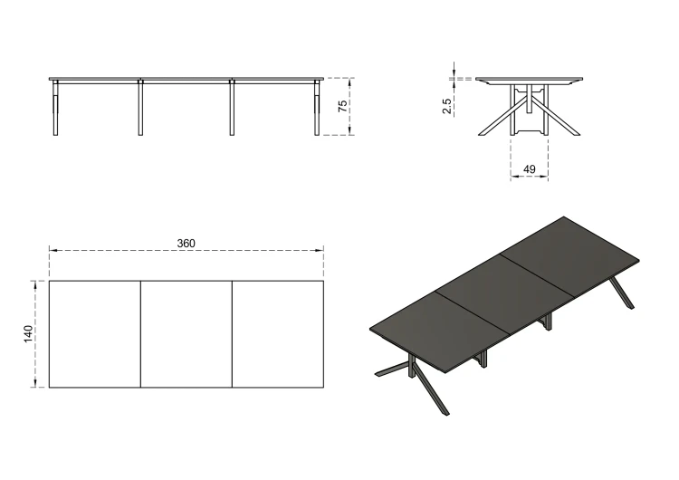 Biurko Mars Workstation VI 360x140 cm Orzech