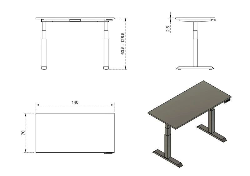 Biurko Fighter Single Desk 140x70 cm Beżowy