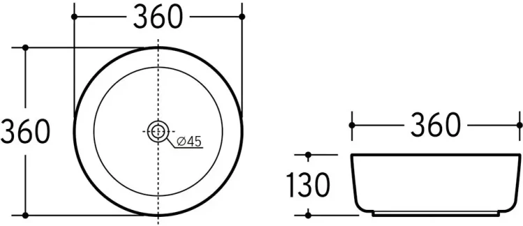 Zestaw mebli łazienkowych HAMPTON CONCRETE A4 (umywalka ceramiczna nablatowa UM-6259 SIMPLE 8. - rysunek techniczny)