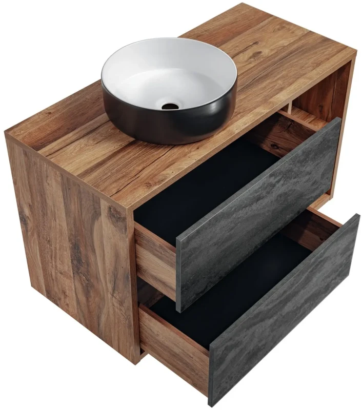 Szafka łazienkowa 100 cm HAMPTON CONCRETE z umywalką SIMPLE