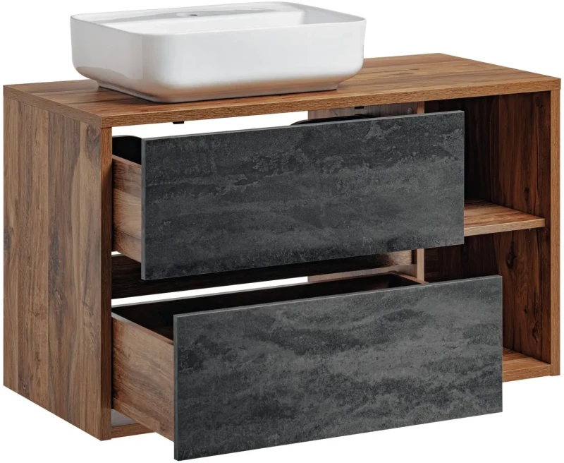 Szafka łazienkowa 100 cm HAMPTON CONCRETE z umywalką MAGIC