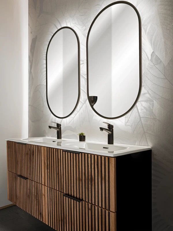 Zestaw mebli łazienkowych XILO A5 z podwójną szafką pod umywalkę 120 cm (detal)