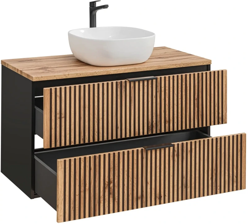 Szafka łazienkowa 10 cm XILO z umywalką SMILE i blatem 100 cm