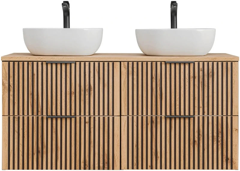 Zestaw mebli łazienkowych XILO z dwoma umywalkami SMILE i blatem 120 cm