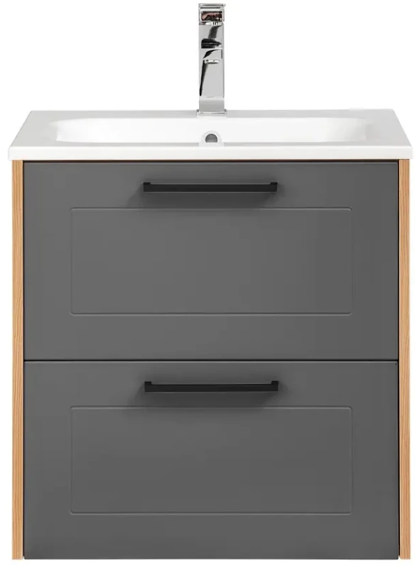 Szafka pod umywalkę MADERA GREY 820 dąb artisan/grafit - aranżacja z umywalką