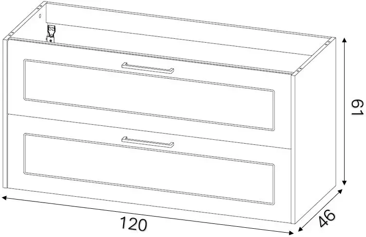 Szafka pod umywalkę 120 cm MADERA GREY 854 dąb artisan/grafit - rysunek techniczny
