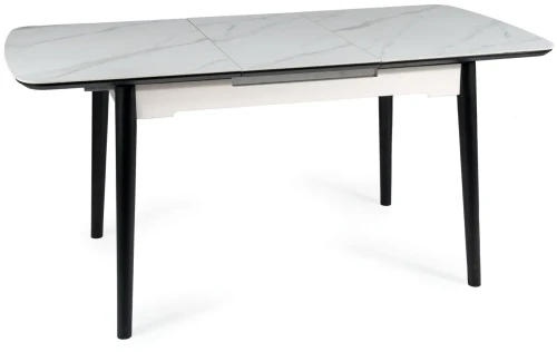 Stół rozkładany Apollo 120-160 cm biały efekt marmuru/czarny mat