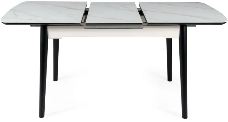 Stół rozkładany Apollo 120-160 cm biały efekt marmuru/czarny mat