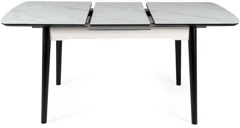 Stół rozkładany Apollo 120-160 cm biały efekt marmuru/czarny mat