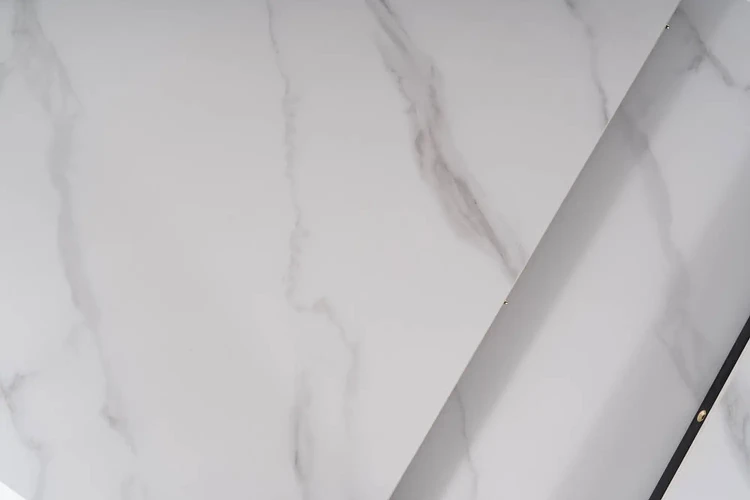 Stół rozkładany Apollo 120-160 cm biały efekt marmuru/czarny mat