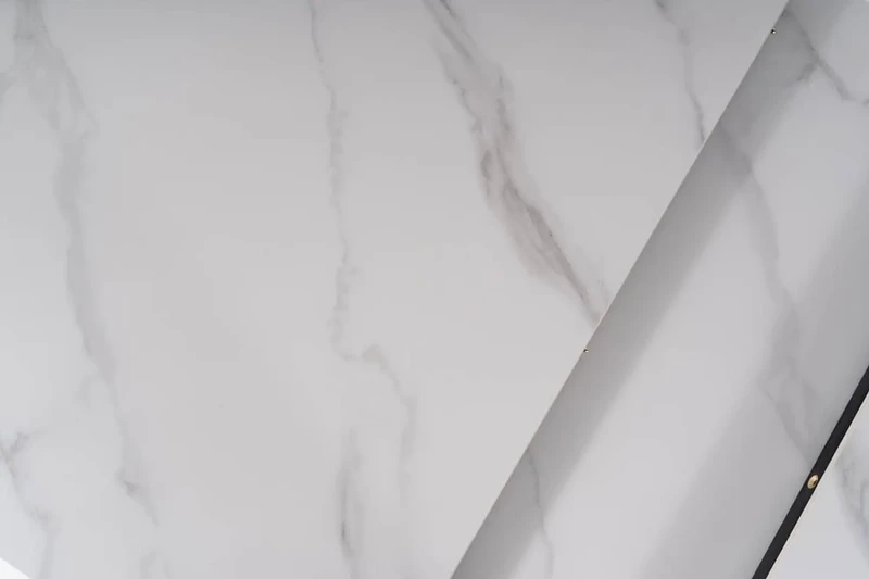 Stół rozkładany Apollo 120-160 cm biały efekt marmuru/czarny mat