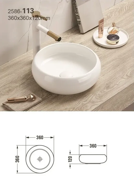 Zestaw mebli łazienkowych ICONIC WHITE A03 (umywalka ceramiczna nablatowa UN-WIKI-SW - rysunek techniczny)