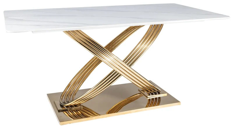 Stół Hermes 160x90 cm biały efekt marmuru/złoty