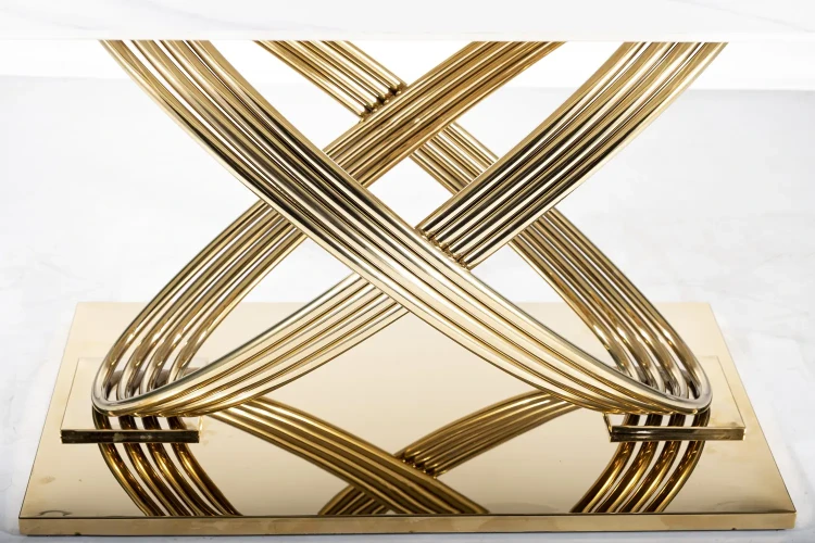 Stół Hermes 160x90 cm biały efekt marmuru/złoty