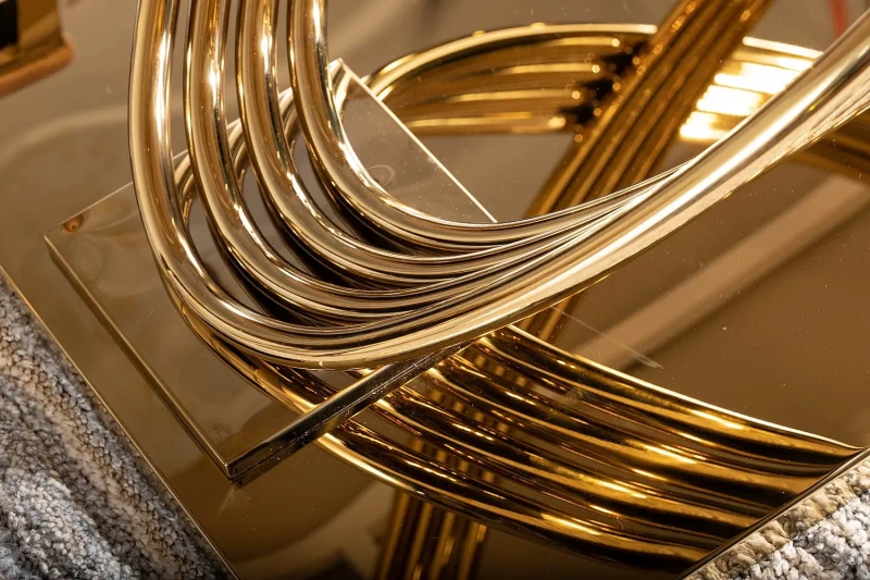 Stół Hermes 160x90 cm biały efekt marmuru/złoty