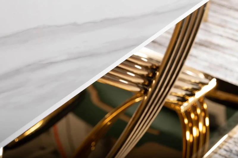 Stół Hermes 160x90 cm biały efekt marmuru/złoty