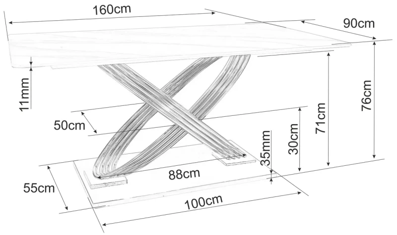 Stół Hermes 160x90 cm biały efekt marmuru/złoty