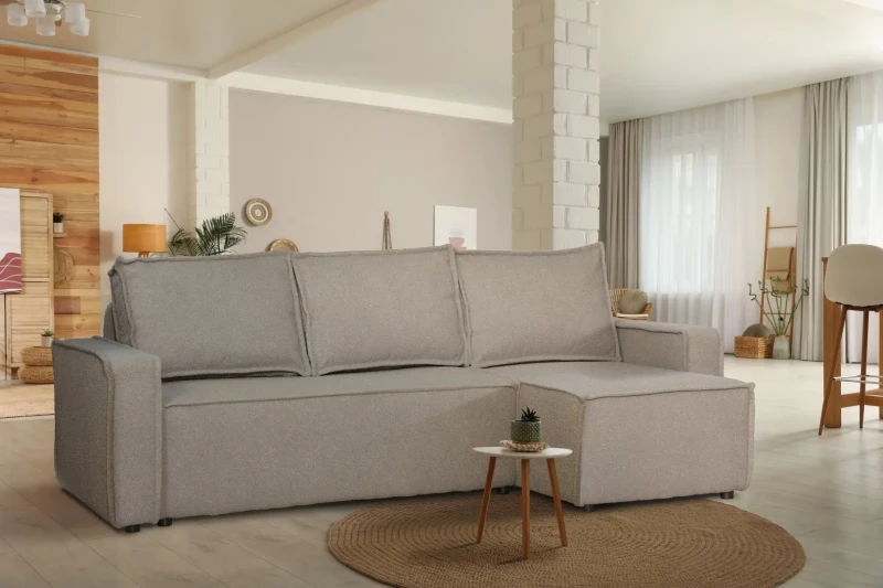 Narożnik kanapa Sozopol 260 cm tapicerowana z funkcją spania