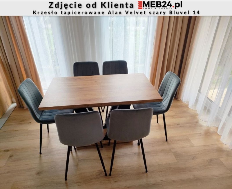 Krzesło tapicerowane Alan Velvet szary Bluvel 14 - zdjęcie od klienta