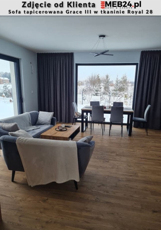 Sofa tapicerowana Grace III w stylu skandynawskim - zdjęcie od klienta