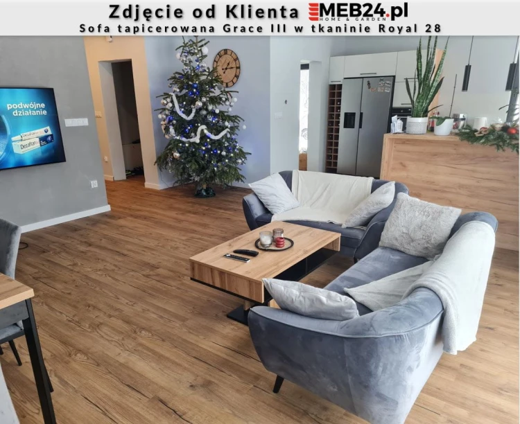 Sofa tapicerowana Grace III w stylu skandynawskim - zdjęcie od klienta