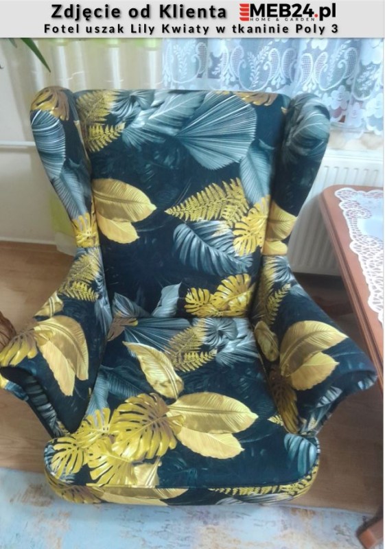 Fotel uszak Lily Kwiaty w stylu skandynawskim - zdjęcie od klienta