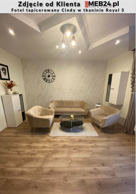 Fotel tapicerowany Cindy w stylu skandynawskim - zdjęcie od klienta
