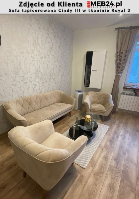 Sofa tapicerowana Cindy III w stylu skandynawskim - zdjęcie od klienta