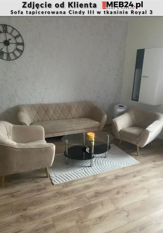 Sofa tapicerowana Cindy III w stylu skandynawskim - zdjęcie od klienta