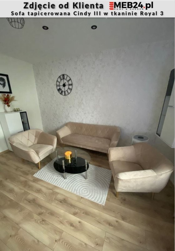 Sofa tapicerowana Cindy III w stylu skandynawskim - zdjęcie od klienta