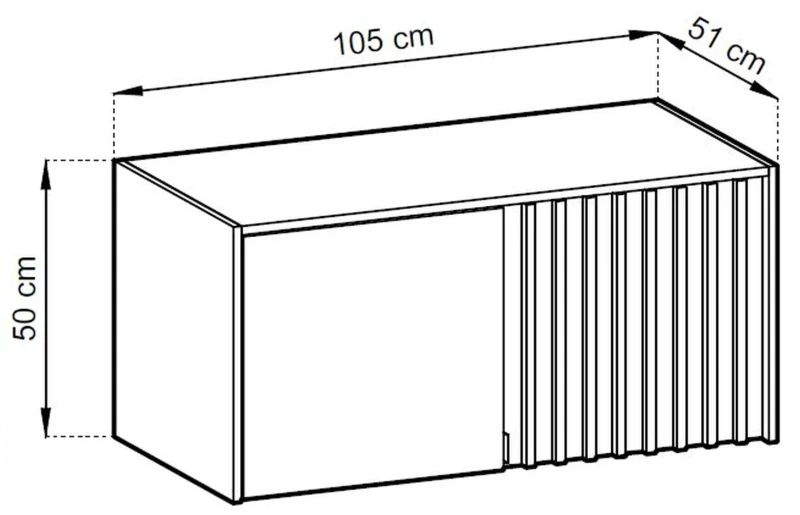 Nadstawka Nelly 2D 105 cm dąb artisan/czarny - rysunek techniczny